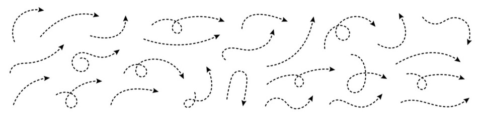 Wall Mural - Curved dotted arrow. Zigzag arrow stripes design with dotted lines.