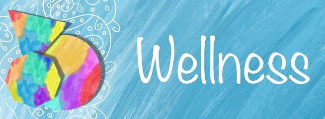 Wall Mural - Wellness Blue Colorful Design Elements Text Horizontal