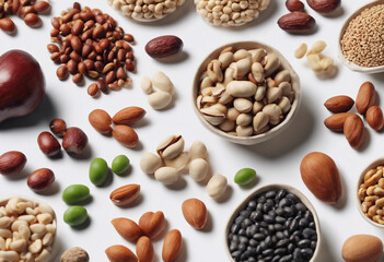 Wall Mural - Sources of vegetable protein collection of various legumes and nuts