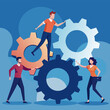 © Bendix - A set of gears turning together to represent teamwork in learning. vektor illustation