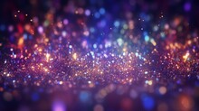 Fantastic Festive Abstract Background Of Glitter Magic Multicolor Particles Fly