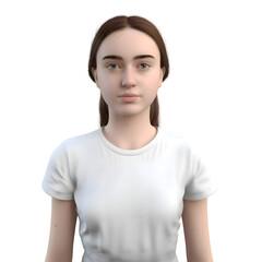 Wall Mural - 3d rendering of a teenager girl with white blank t shirt