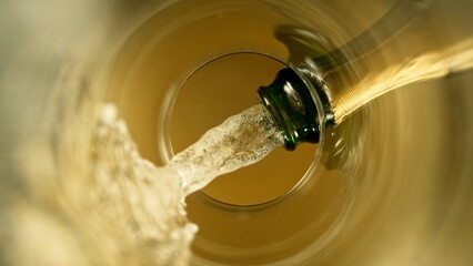 Canvas Print - Champagne Wine Pouring into Glass.