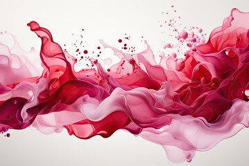 Leinwandbilder - A mesmerizing display of vibrant red and soft pink liquids creating a swirling, dynamic pattern in the air