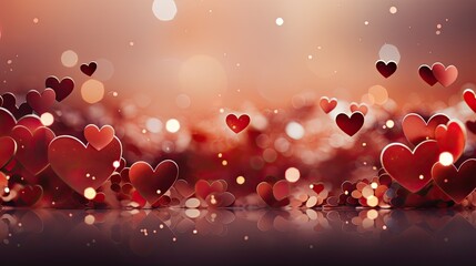 Leinwandbilder - A collection of floating hearts of various colors and sizes fill the air, creating a magical and enchanting scene