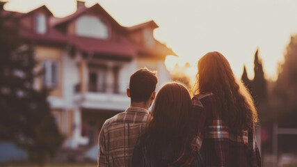 Man and woman standing in front of house