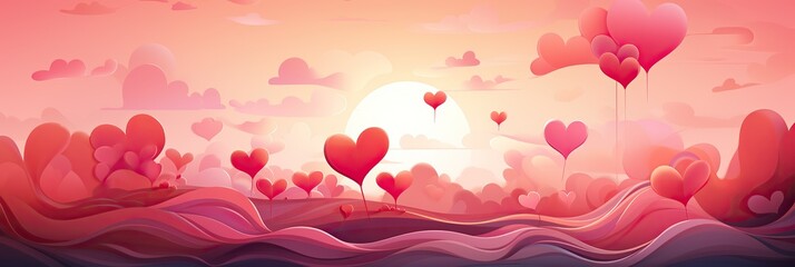 Leinwandbilder - Hearts of various sizes and colors are gracefully floating in the air, creating a whimsical and dreamy scene