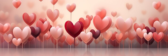 Leinwandbilder - A mesmerizing scene where a group of hearts gracefully float in the air, creating a dreamy and enchanting atmosphere