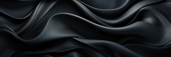 Poster - A mesmerizing wavy design in shades of black on a dark background symbolizes fluidity and movement, inviting viewers to get lost in its intricate patterns