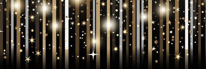 Poster - A mesmerizing display of black and gold stripes adorned with twinkling stars, creating a stunning and enchanting visual experience