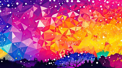 Poster - vibrant, colorful sky filled with numerous twinkling stars, creating a mesmerizing and whimsical scene