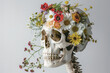 © ADDICTIVE STOCK - Generative AI image of a Skull Adorned with Vibrant Flowers