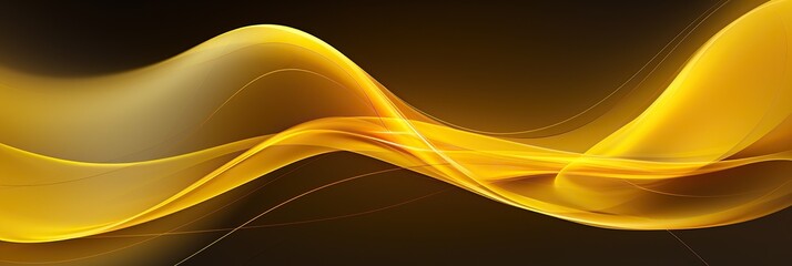 Canvas Print - A vibrant yellow wave swirls elegantly against a deep black backdrop, creating a mesmerizing contrast of color and movement