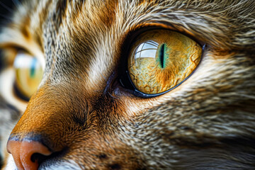 Canvas Print - Cat's eye with green and yellow iris.