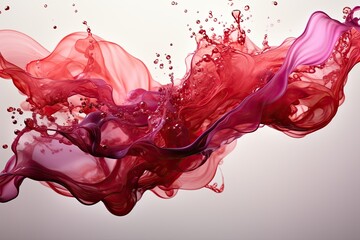 Leinwandbilder - A vibrant blend of red and pink liquid swirls and dances gracefully in mid-air, creating a mesmerizing symphony of colors