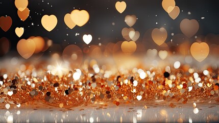 Leinwandbilder - A multitude of shimmering gold hearts, bright and radiant, float gracefully through the air