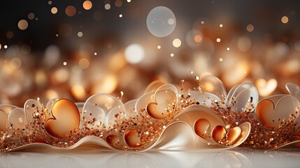 Leinwandbilder - A stunning gold and white background adorned with elegant hearts, creating a whimsical and romantic atmosphere