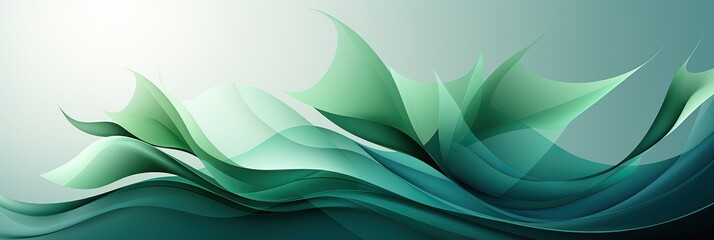 Aufkleber - Blue and green waves intertwine in a mesmerizing dance of fluid shapes on an abstract background