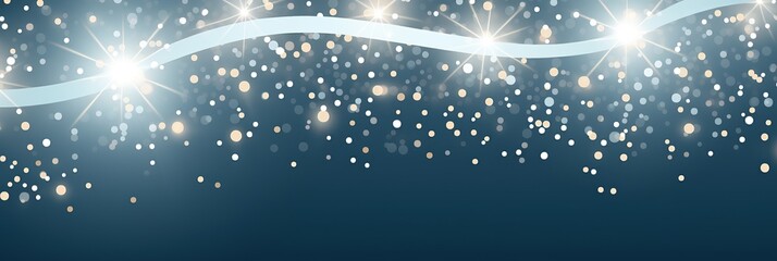 Poster - A dreamy blue background adorned with shining white stars and a delicate white ribbon weaving through the scene