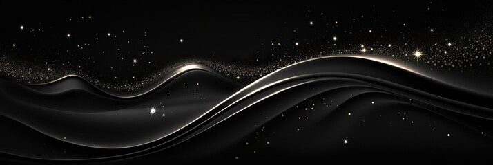 Poster - A mesmerizing scene of waves of darkness and shimmering stars dancing across a black backdrop