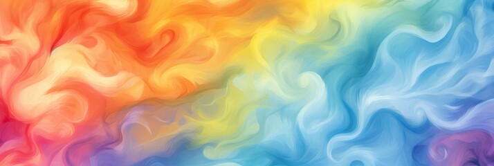 Aufkleber - A vibrant rainbow colored background with billowing clouds of colorful smoke creating a dreamy and surreal atmosphere
