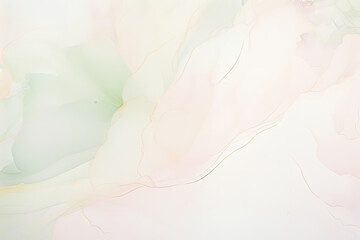 Poster - painting in white and green tones against a plain white background, exuding a sense of harmony and tranquility