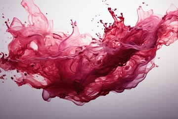 Poster - A vibrant red substance hovers weightlessly in mid-air, suspended in a mysterious and enchanting display of defiance against gravity