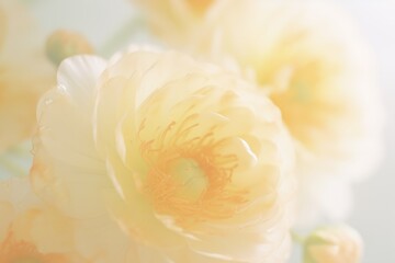 Wall Mural - Yellow peony flowers. Soft focus on delicate yellow flowers, a tranquil and dreamy floral scene. 