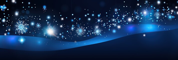 Poster - A blue background adorned with delicate snowflakes and twinkling stars creating a magical winter scene