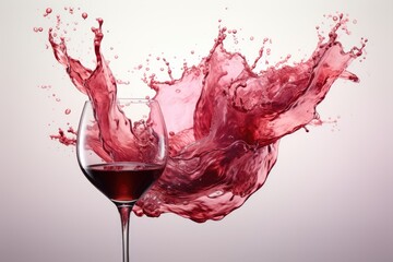 Leinwandbilder - A glass of red wine splashes into the air, creating a mesmerizing display of fluid motion and vibrant colors