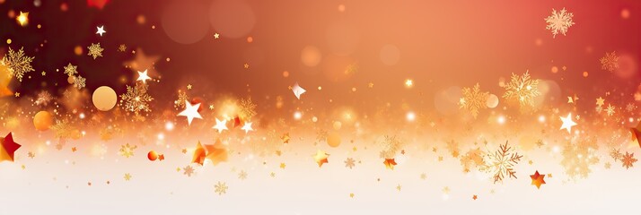 Poster - A festive Christmas background featuring a mix of red and gold hues, adorned with shimmering stars for a magical touch