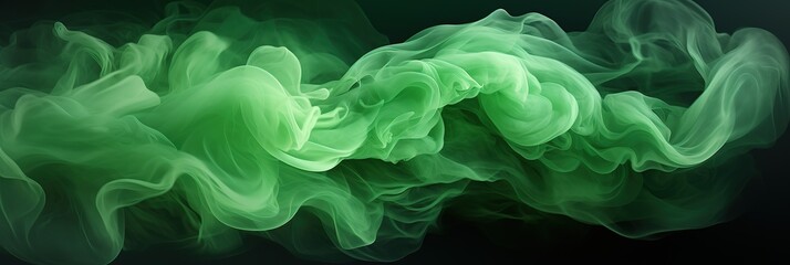 Fototapete - Ethereal green smoke billows and twists against a pitch-black backdrop, creating a mysterious and captivating display of color and texture