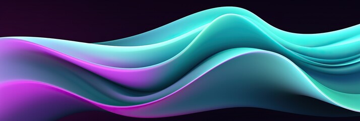 Poster - A mesmerizing array of wavy shapes in vibrant colors intertwining and flowing across a tranquil abstract background