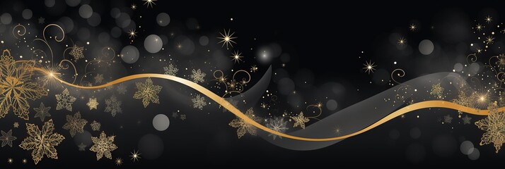 Sticker - black backdrop as delicate snowflakes swirl amidst twinkling stars, creating a whimsical and enchanting display