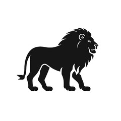 Wall Mural - Black silhouette, tattoo of a lion on white background. Vector.