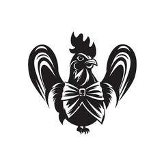 Wall Mural - Black silhouette, tattoo of hen, rooster on white background. Vector.