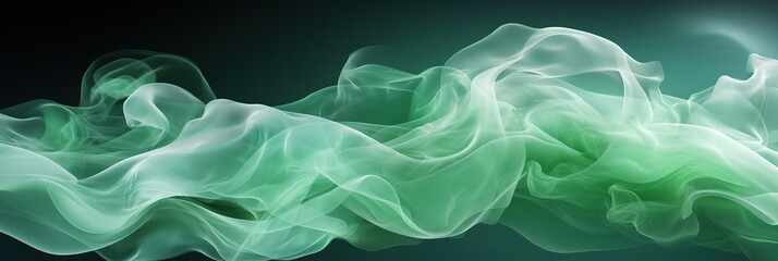 Poster - intertwining green and white smoke swirling against a dark black backdrop, creating a mystical and ethereal atmosphere