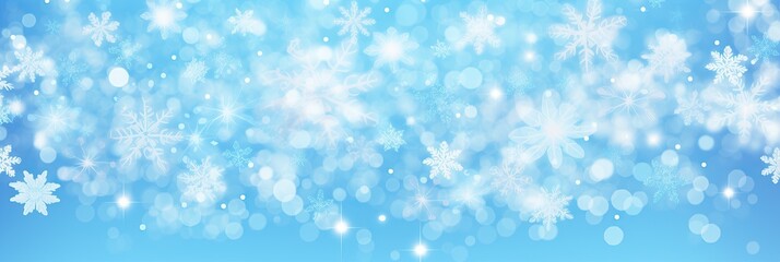 Canvas Print - A mesmerizing blue backdrop adorned with delicate white snowflakes, creating a serene and enchanting winter scene