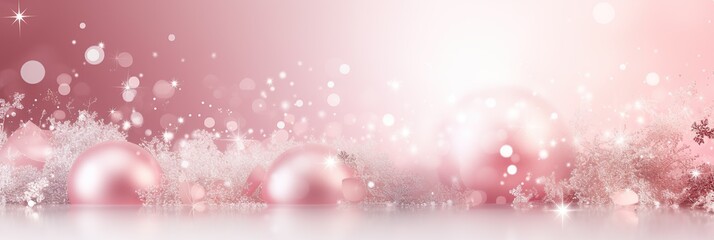Aufkleber - A mesmerizing pink and white Christmas background adorned with delicate snowflakes falling gently from the sky