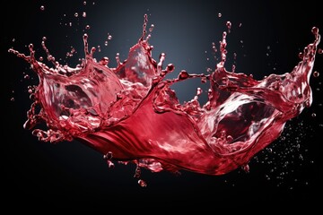 Canvas Print - A vibrant red liquid is being flung into the air, creating a mesmerizing splash and droplets suspended in motion