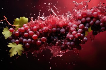 Aufkleber - Fresh bunch of grapes being playfully splashed with water, creating a mesmerizing and refreshing sight