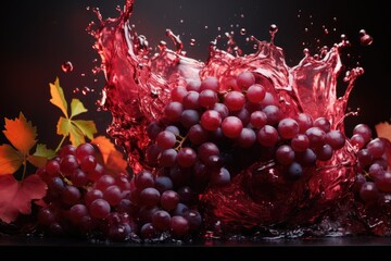 Aufkleber - Water droplets gracefully dance around a bunch of grapes, creating a mesmerizing sight
