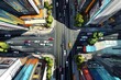 asphalt road in big city view from above illustration