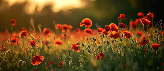 Poster - Open field with poppies.