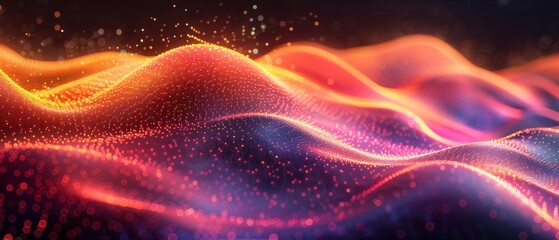 Aufkleber - Abstract dynamic wave background with many dots and particles. Technology or science banner.