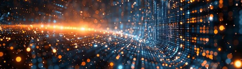 Futuristic Technology Abstract Background with Glowing Particles