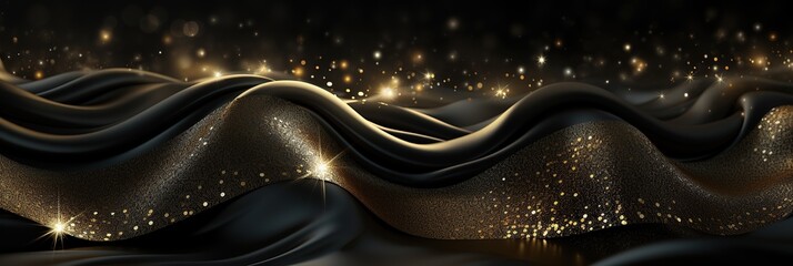 Poster - A black canvas adorned with golden stars, creating a mesmerizing and celestial atmosphere