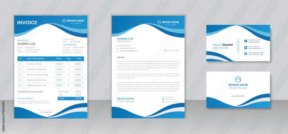 Business stationery template design, Invoicing quotes, money bills or ...