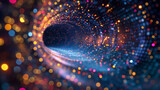 Fototapeta Perspektywa 3d - Abstract background design tunnel or wormhole galaxy science fantasy concept design, glitter and blurred vision,