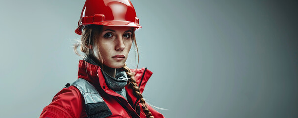 Wall Mural - female builder in hard hat